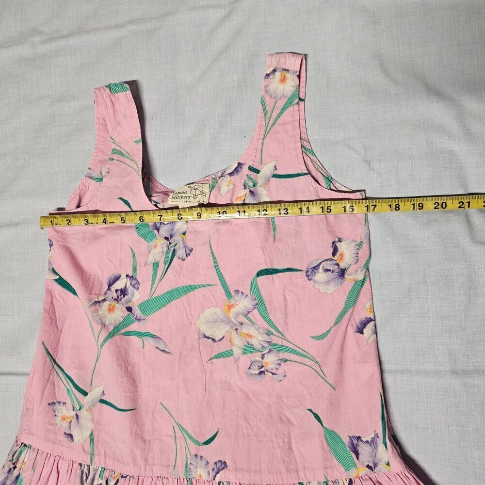 The Kapaia Stitchery Hawaiian Pleated Dress Women Size 12 Pink Tropical - Picture 7 of 8